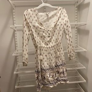 patterned long sleeve mini dress